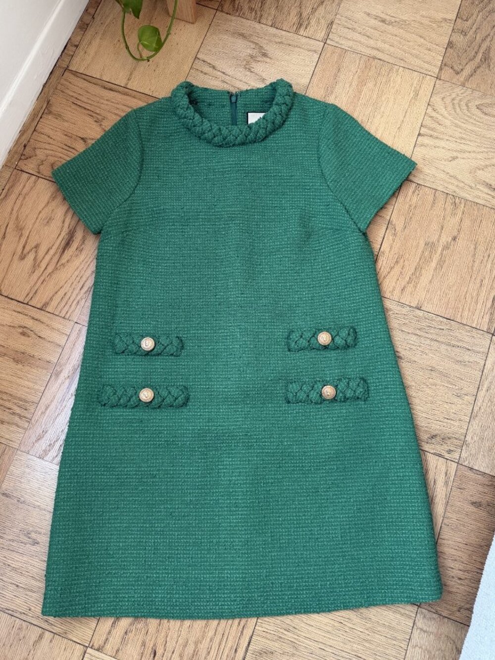 Tuckernuck Emerald Green Tweed Jackie Shift Dress – Size M - Picture 4 of 6